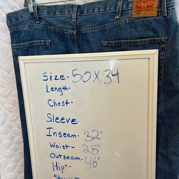 Levi’s 505 jeans size 50X34 men’s straight leg preowned fair belt loop repaired - Picture 6 of 6